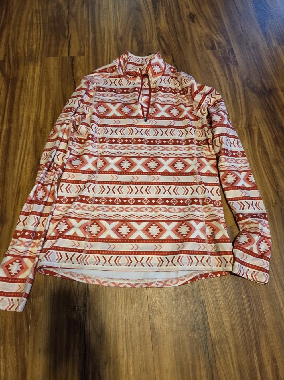 Red & White Aztec-Print Quarter Zip Pullover